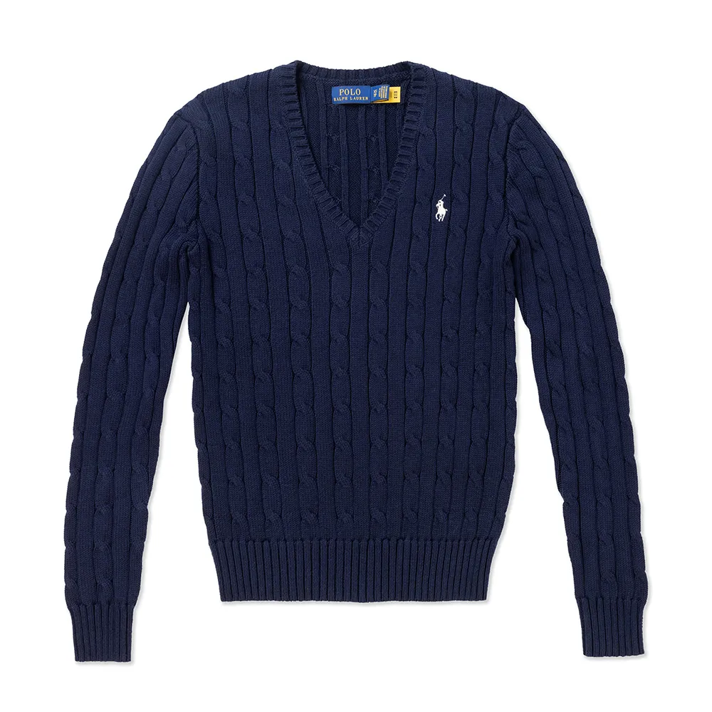 Polo Ralph Lauren RL 熱銷V領刺繡小馬麻花毛衣(女)-紅色 歷史價格詳細信息