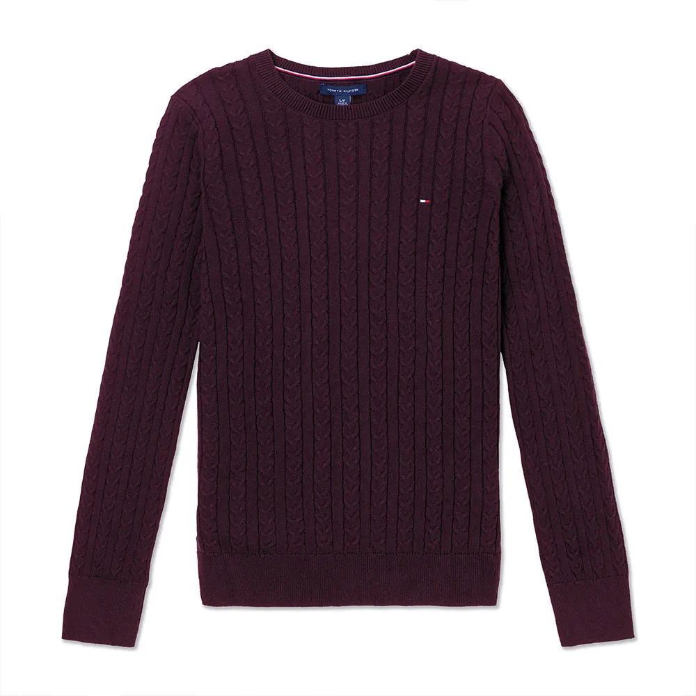 TOMMY 熱銷圓領刺繡小LOGO麻花針織毛衣-深藍色 歷史價格詳細信息