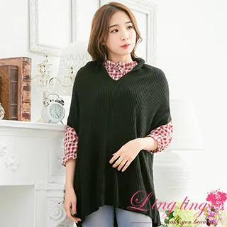 lingling中大尺碼 A3976-02簡約時尚毛線針織荷葉下擺長版上衣(獨特黑) 歷史價格詳細信息