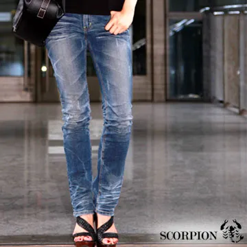 【SCORPION】MIT雙車縫線中腰伸縮小直筒 歷史價格詳細信息