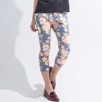 【SCORPION】繽紛質感花朵窄管褲-共三色 歷史價格詳細信息