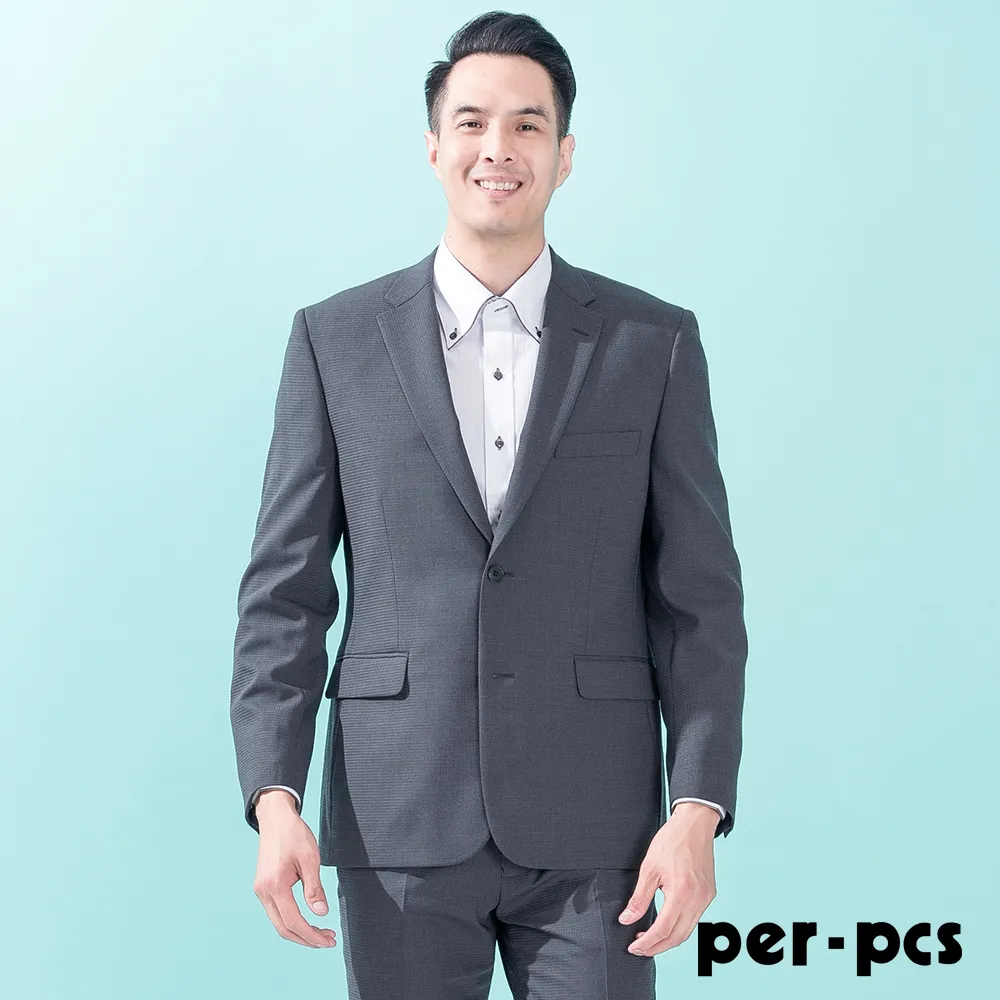 【per-pcs】商務率性長袖合身襯衫_白提花紋(719466) 歷史價格詳細信息