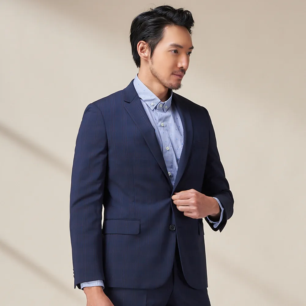 【per-pcs】商務率性長袖合身襯衫_白提花紋(719466) 歷史價格詳細信息