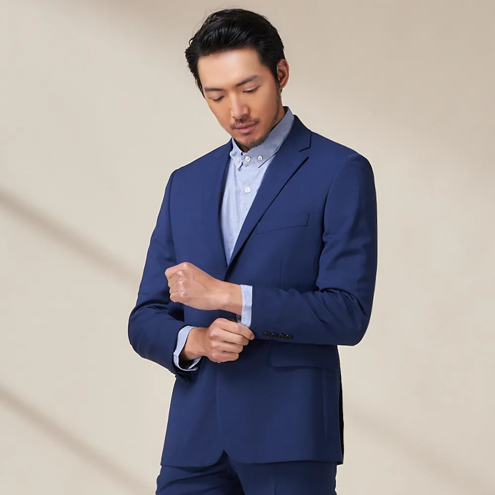 【per-pcs】商務率性長袖合身襯衫_白提花紋(719466) 歷史價格詳細信息