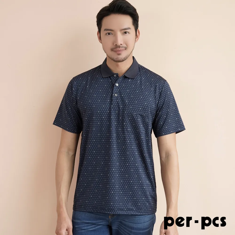 【per-pcs】摩登紳士風格POLO衫_藍(721505) 歷史價格詳細信息