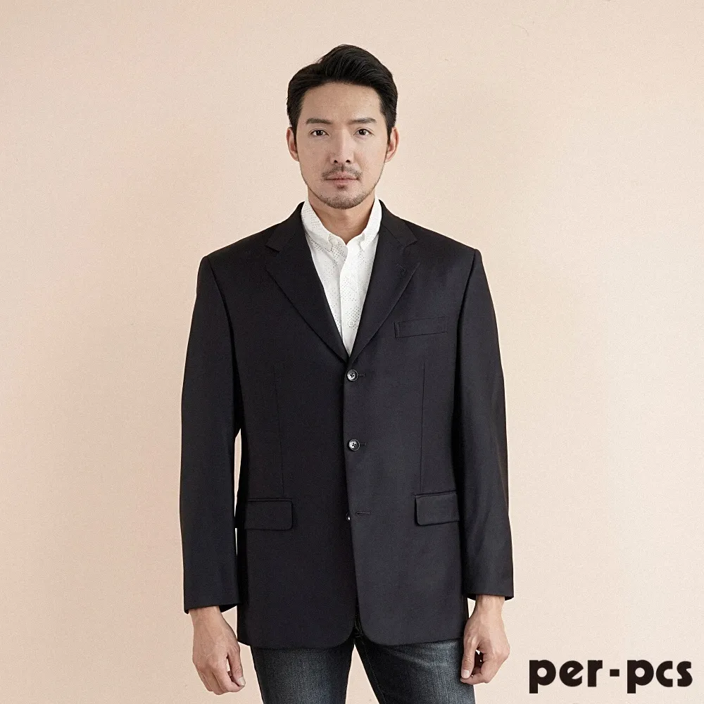 【per-pcs】商務質男品味毛料合身平面西褲_黑色(717125) 歷史價格詳細信息