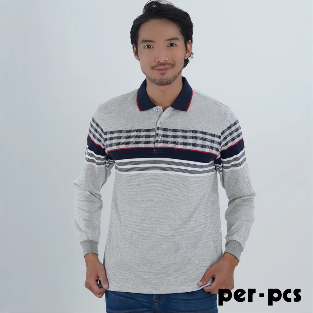 【per-pcs】簡約棉混菱格保暖長袖休閒POLO衫(822501) 歷史價格詳細信息