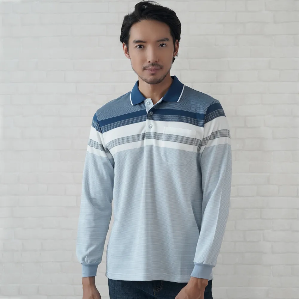 【per-pcs】清新都會商務長袖合身襯衫_藍(717461) 歷史價格詳細信息