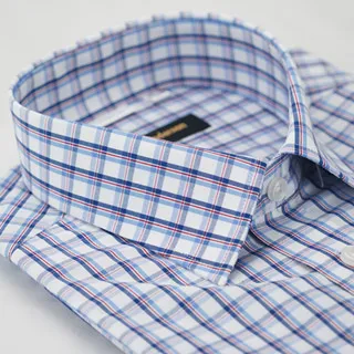 【金安德森】藍紅白格紋黑釘釦短袖襯衫 歷史價格詳細信息