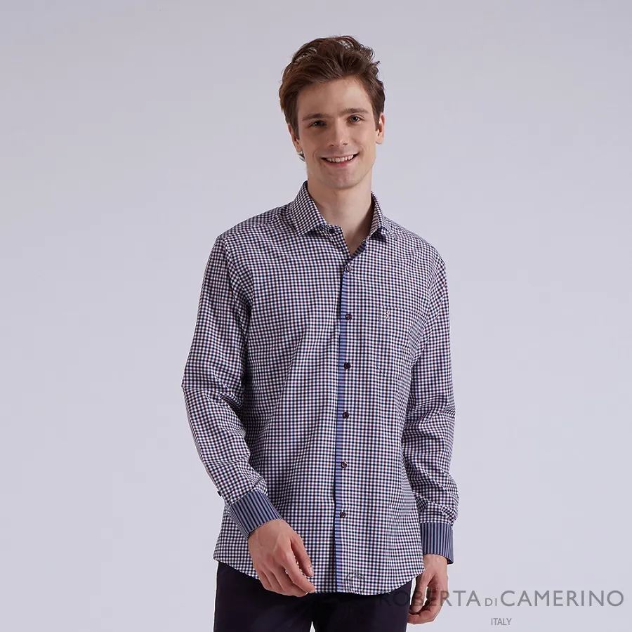 【ROBERTA諾貝達】 秋冬男裝 觸感細緻 藍色點點條紋長袖襯衫 歷史價格詳細信息