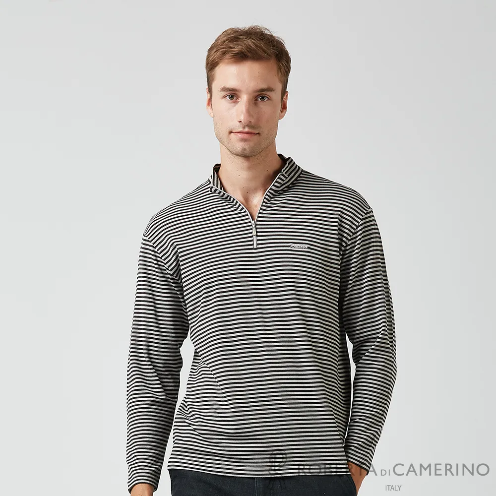 【ROBERTA諾貝達】 男裝 經典條紋 保溫紗長袖POLO棉衫 RBF76-27紫 歷史價格詳細信息