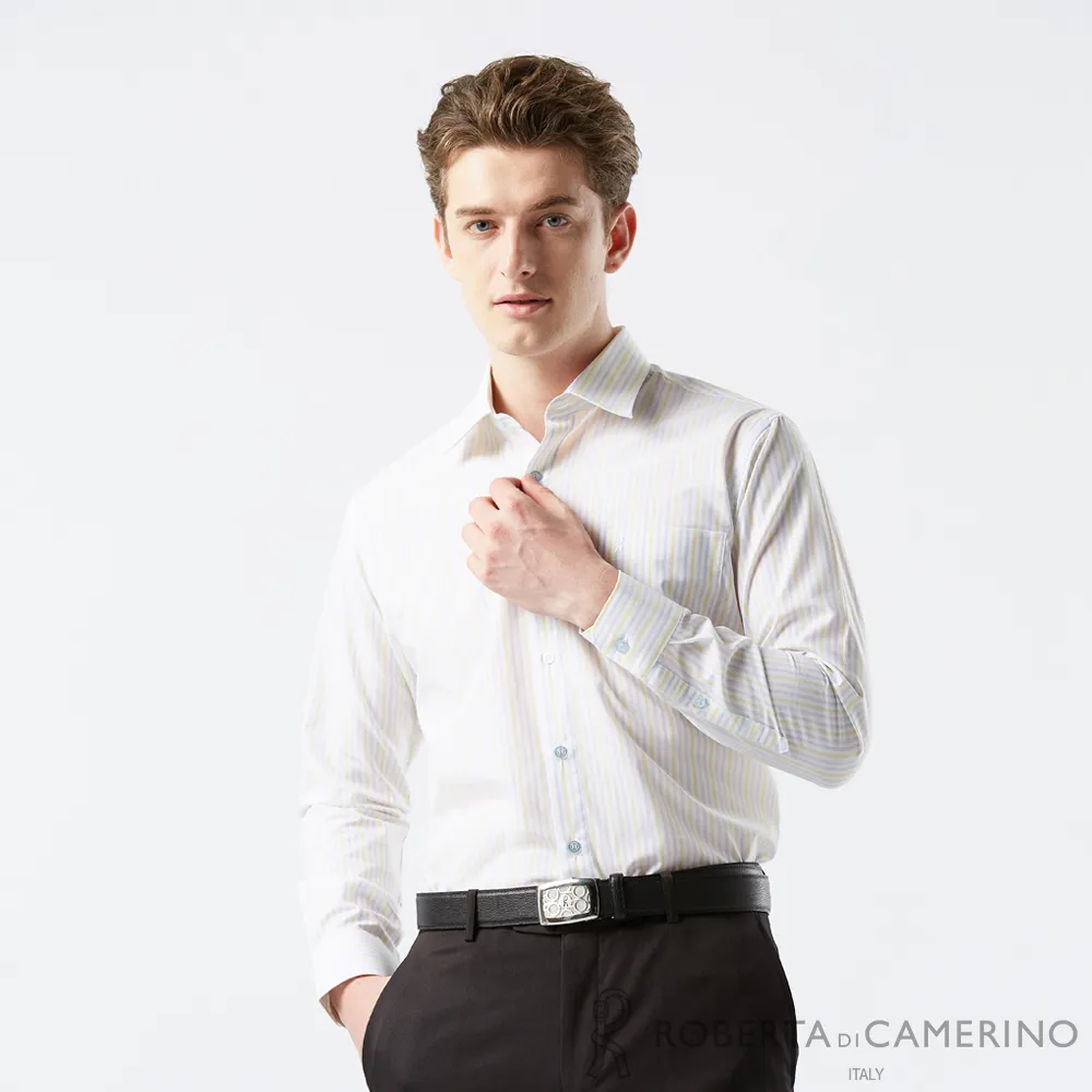 【ROBERTA諾貝達】 台灣製 合身版 細條紋長袖襯衫 紫色 歷史價格詳細信息