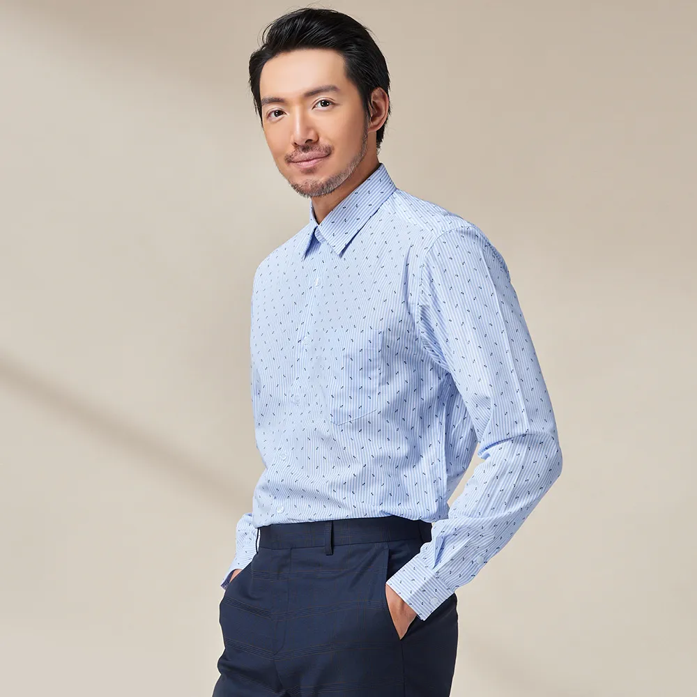 【BARONECE】經典素雅細紋長袖襯衫_藍(515451) 歷史價格詳細信息