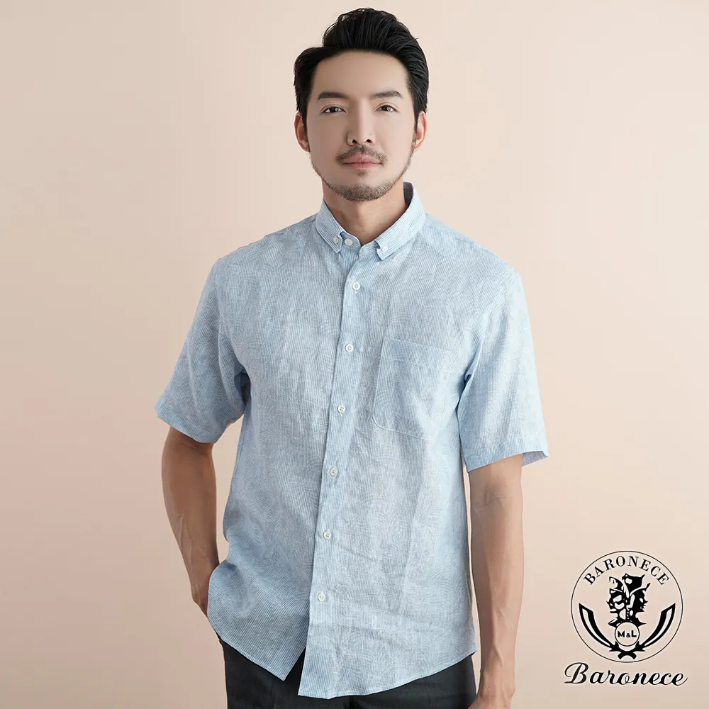 【BARONECE】英式經典格紋純棉短袖襯衫_藍(519401-10) 歷史價格詳細信息