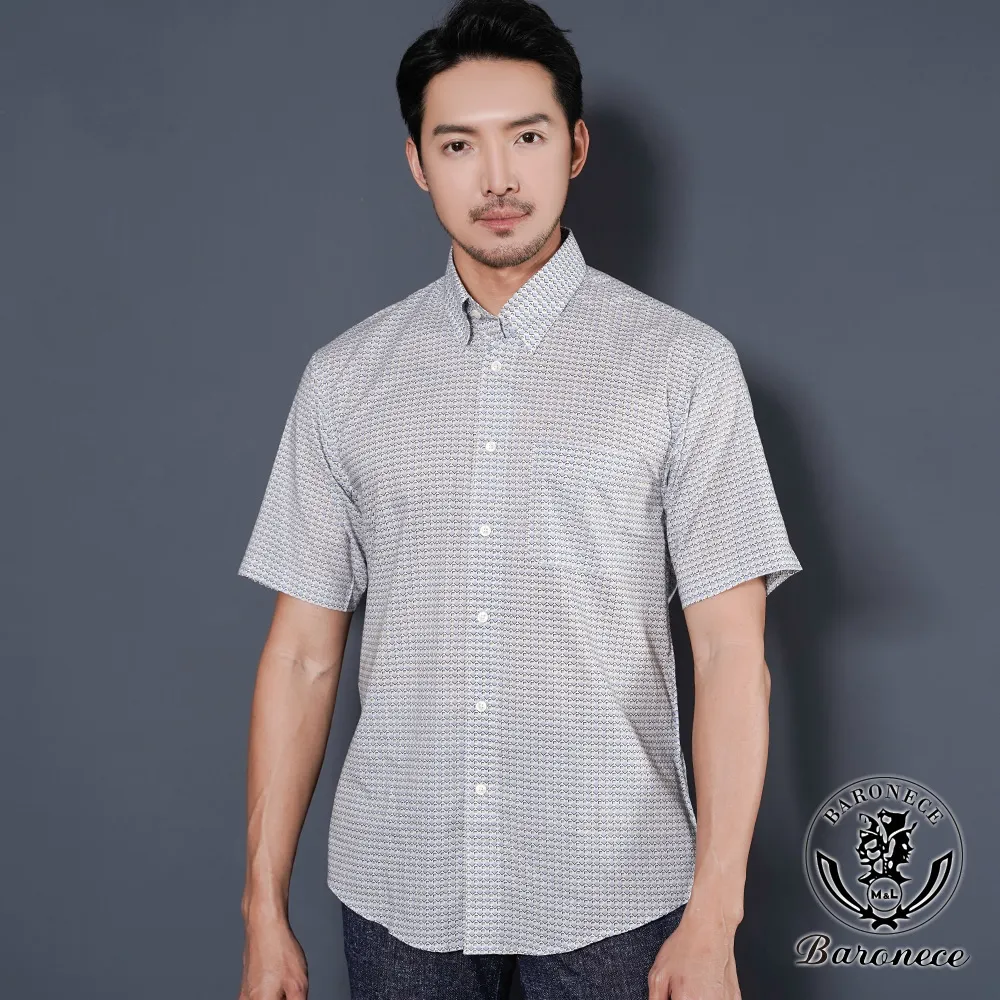 【BARONECE】英式經典格紋純棉短袖襯衫_藍(519401-10) 歷史價格詳細信息