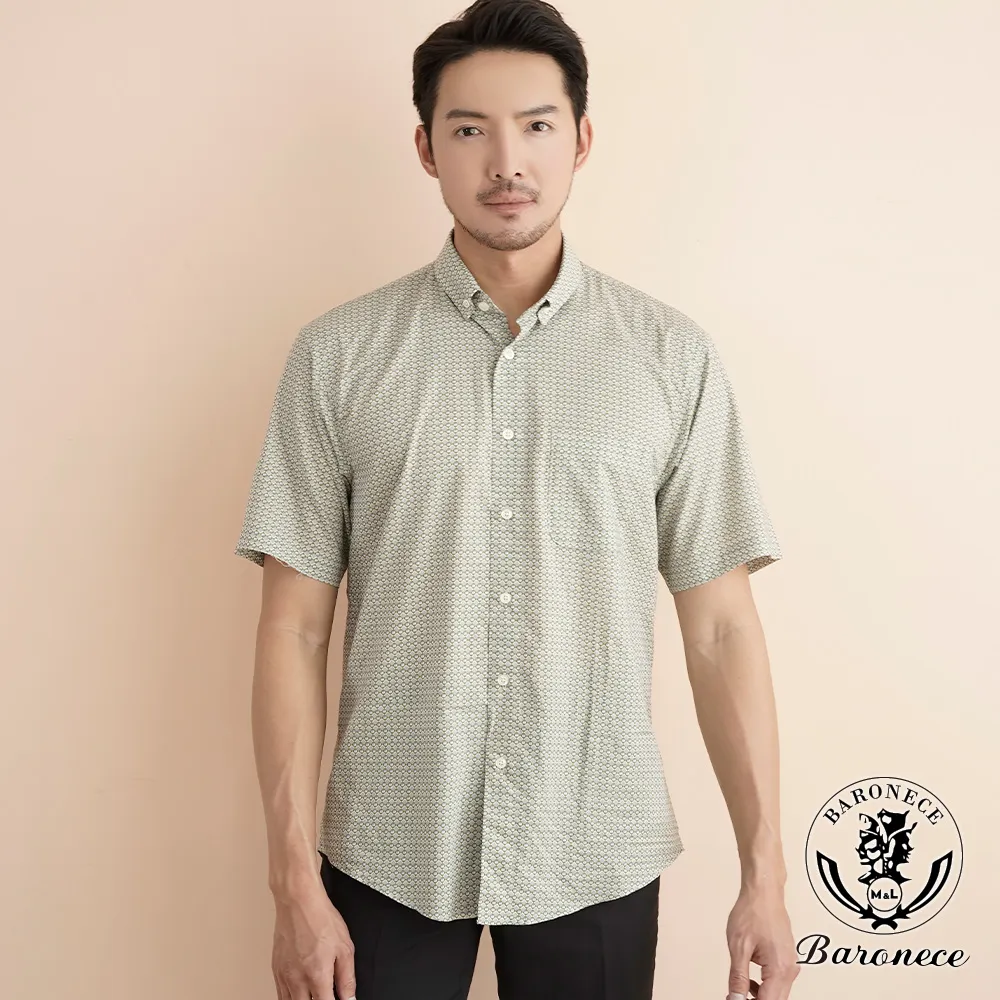 【BARONECE】雅緻風尚短袖襯衫_藍(520458) 歷史價格詳細信息