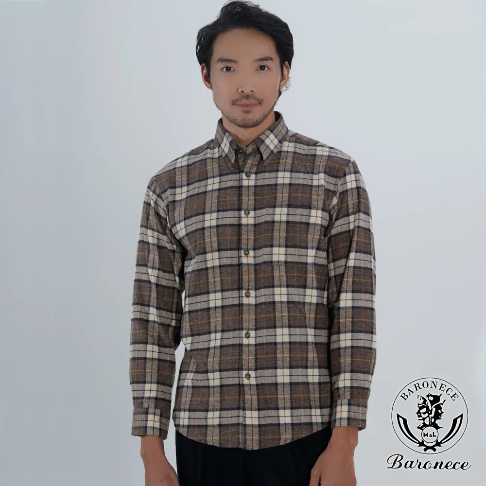 【BARONECE】質感呈現格紋休閒長袖襯衫_藍(540605-10) 歷史價格詳細信息