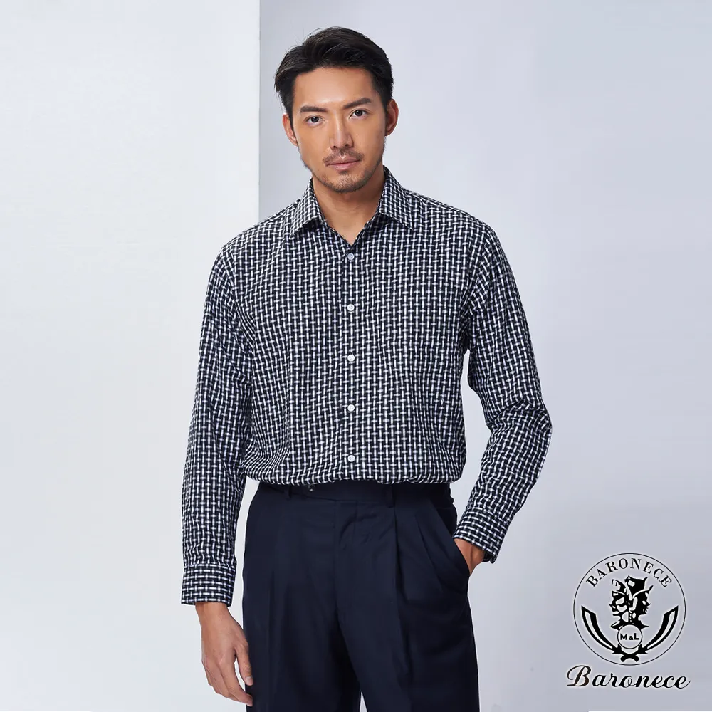 【BARONECE】經典素雅細紋長袖襯衫_藍(515451) 歷史價格詳細信息