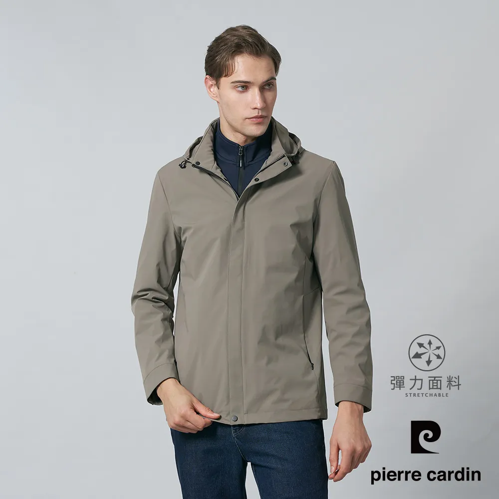 【pierre cardin 皮爾卡登】男裝 都會休閒立領暗格紋印花薄夾克外套-黑灰色 (5245662-98) 歷史價格詳細信息