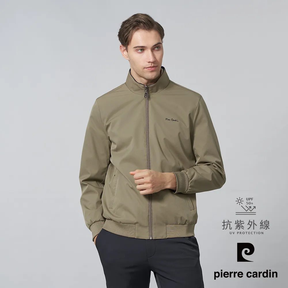 【pierre cardin皮爾卡登】男裝 休閒立領暗格紋薄夾克外套-橄欖綠 (5235664-47) 歷史價格詳細信息