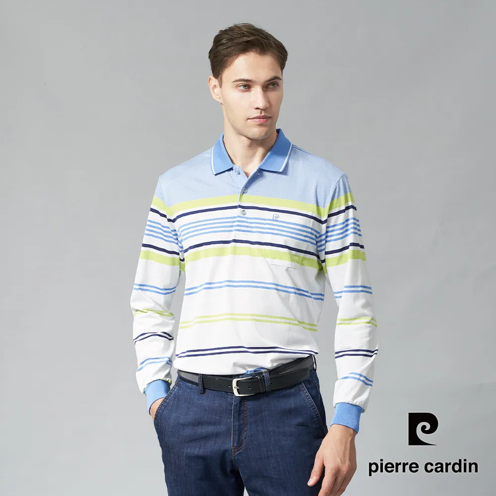 【pierre cardin 皮爾卡登】 男裝緹花橫條長袖polo衫-淺灰 (5205206-96) 歷史價格詳細信息
