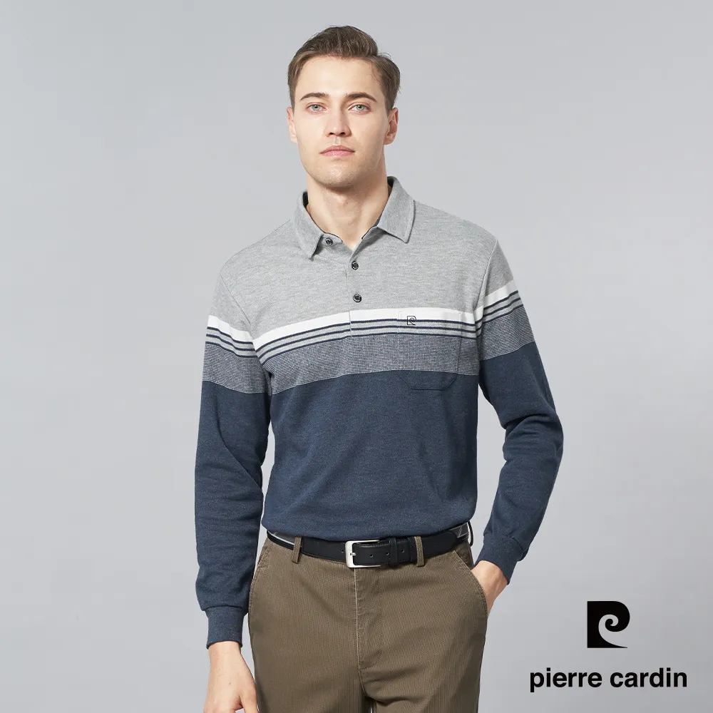 【pierre cardin 皮爾卡登】 男裝定位條紋長袖polo衫-灰 (5205203-95) 歷史價格詳細信息