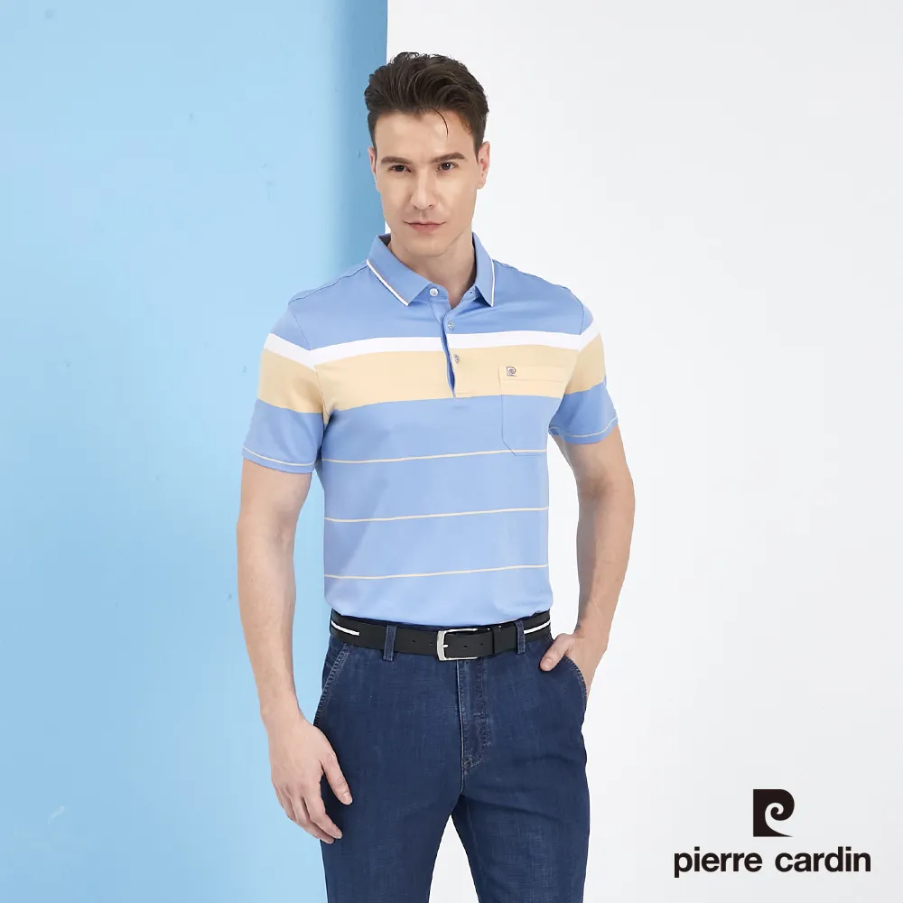 【pierre cardin 皮爾卡登】 男裝水波紋印花短袖POLO衫-天藍色 (5217257-35) 歷史價格詳細信息