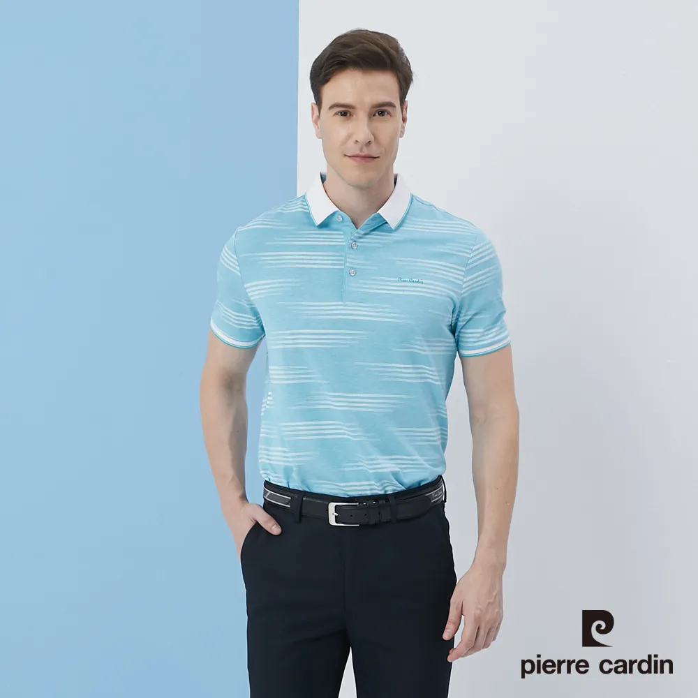 【pierre cardin 皮爾卡登】 男裝雙色交織印花短袖POLO衫-藍色 (5217266-35) 歷史價格詳細信息