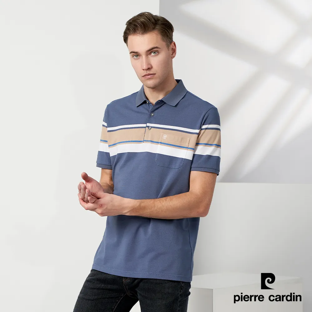 【pierre cardin 皮爾卡登】 男裝定位橫條短袖POLO衫-水藍色 (5217260-35) 歷史價格詳細信息