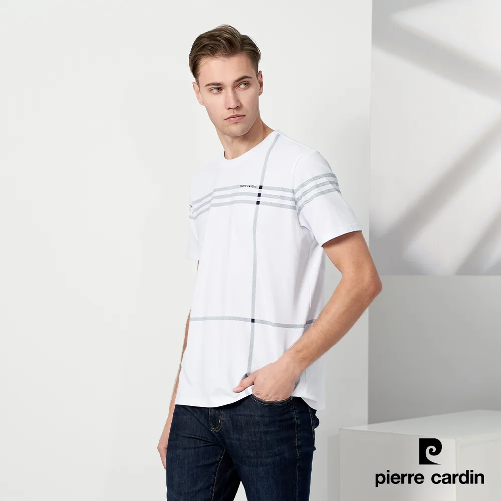 【pierre cardin 皮爾卡登】男款 大定位格子印花圓領T恤-黑色 (5237281-99) 歷史價格詳細信息