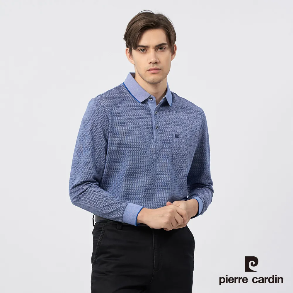 【pierre cardin 皮爾卡登】 男裝印花長袖POLO衫-水藍 (5205260-35) 歷史價格詳細信息