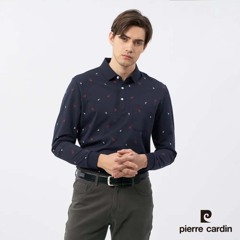 【pierre cardin 皮爾卡登】 男裝印花長袖POLO衫-水藍 (5205260-35) 歷史價格詳細信息
