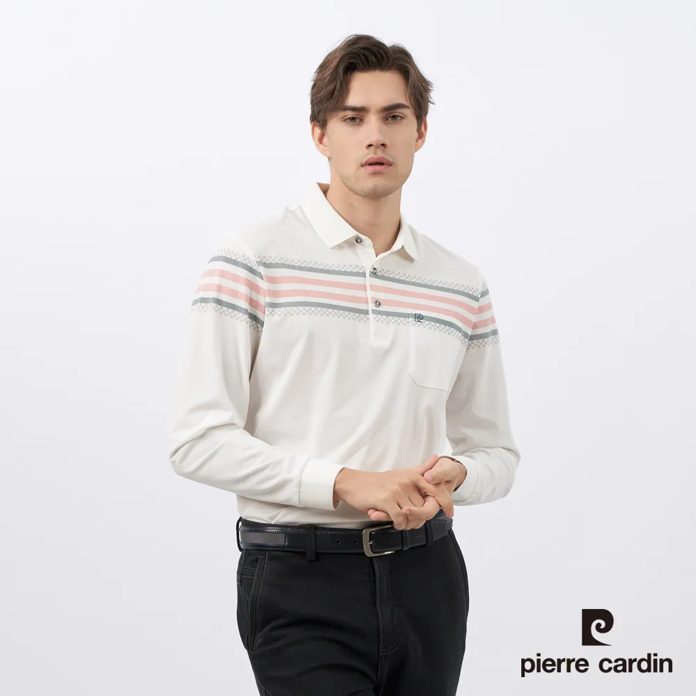 【pierre cardin 皮爾卡登】 男裝定位條紋長袖polo衫-灰 (5205203-95) 歷史價格詳細信息