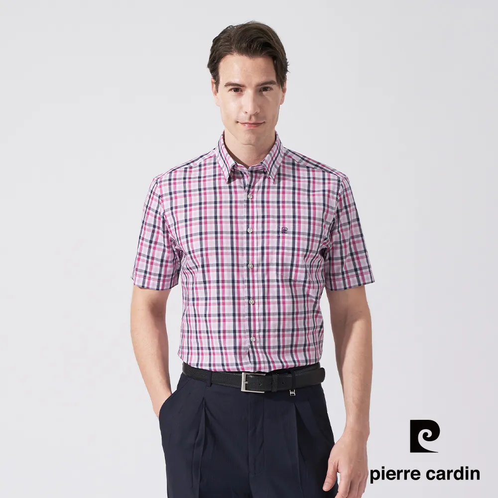 【pierre cardin 皮爾卡登】男款 純棉格紋短袖襯衫-紅色 (5237169-75) 歷史價格詳細信息