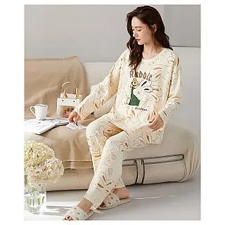 長袖居家睡衣 兔兔可愛 二件式睡衣 休閒居家服 睡衣套裝 (F號) AngelHoney天使霓裳 歷史價格詳細信息