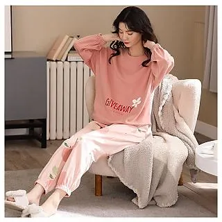 SCL促銷 字母米奇 秋冬睡衣 長袖褲 中大尺碼 居家睡衣長袖褲套裝 歷史價格詳細信息