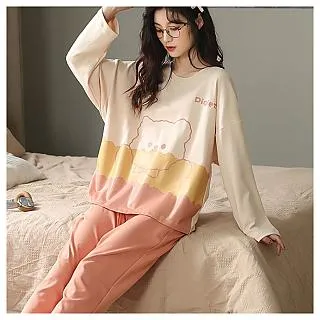 SCL促銷 熊布丁 秋冬睡衣 長袖褲 中大尺碼 居家睡衣長袖褲套裝 23614 歷史價格詳細信息