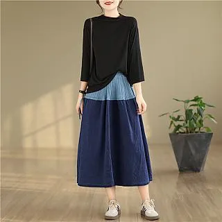 SCL牛仔個性文青風開衩長裙 歷史價格詳細信息