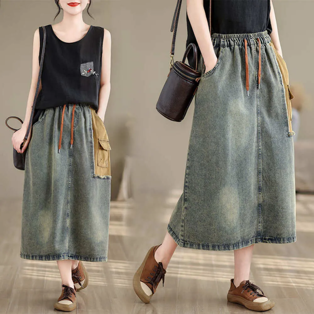 口袋刺繡牛仔短裙女夏季新款歐貨高腰顯瘦防走光復古藍A字半身裙 歷史價格詳細信息