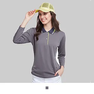 【男人幫】WW2052-吸濕排汗長袖時尚配色素面POLO衫-女版 歷史價格詳細信息