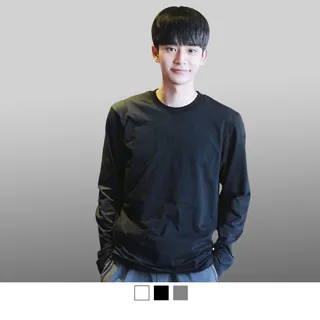 加大尺碼長袖素面圓領T恤 聚酯纖維100%長袖T恤 休閒T-shirt(312-6005)黑色 深灰色 sun-e 歷史價格詳細信息