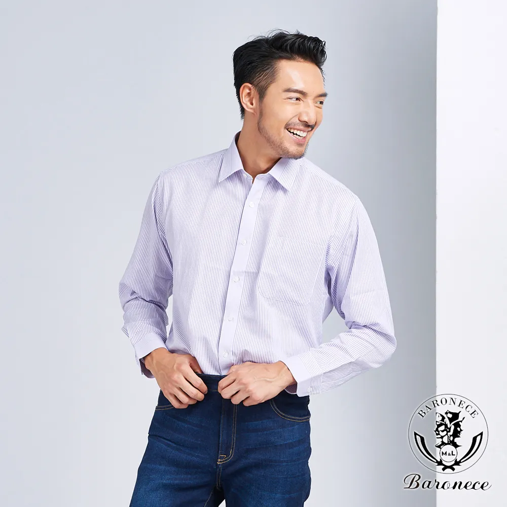 【BARONECE】活力直條長袖襯衫_藍白(618403-08) 歷史價格詳細信息