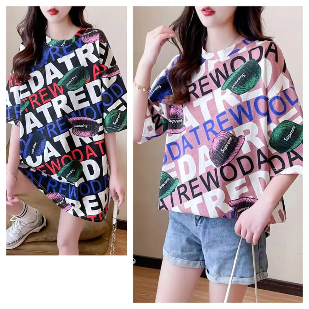 買1送1 兩件組 韓風時尚塗鴉字母大尺碼寬鬆五分袖上衣 (中大尺碼 大學Ｔ 上衣 五分袖) 歷史價格詳細信息