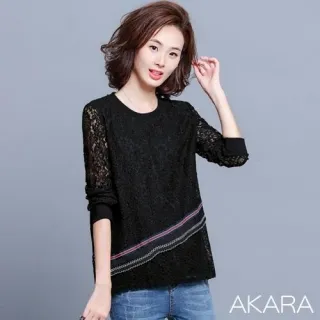 AKARA 拼接涼感雪紡冰絲透氣短袖上衣(冰絲 涼感 雪紡 防曬 中大尺碼) 歷史價格詳細信息