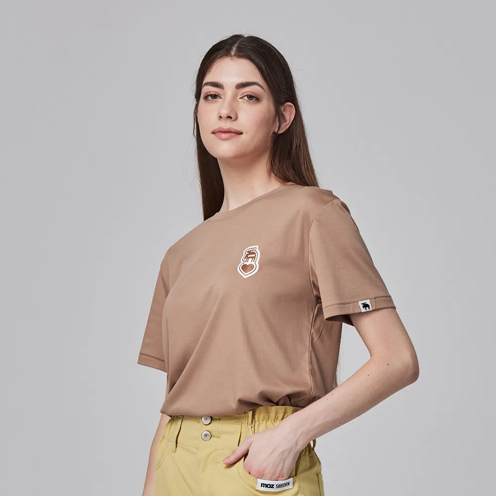 moz瑞典 愛心駝鹿 舒適 冰河棉 100%純棉 涼感彈力T恤-可可(亞洲版)女款 價格比較,價格查詢,歷史價格詳細信息