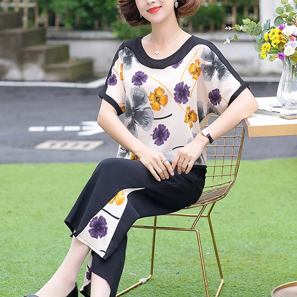 【韓國K.W.】KQN3956韓國冰絲稠藍金花休閒套裝(涼感/睡衣套裝/短袖) 歷史價格詳細信息