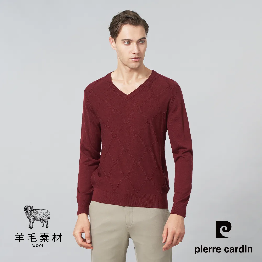 【pierre cardin 皮爾卡登】男裝 混紡羊毛定位線條緹花圓領針織毛衣-灰色 (5245473-96) 歷史價格詳細信息