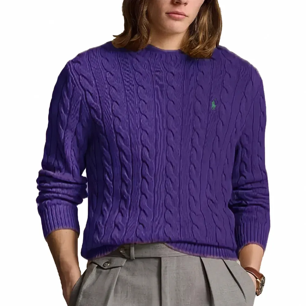 Polo Ralph Lauren RL 熱銷圓領刺繡小馬純棉麻花針織毛衣-燕麥色 歷史價格詳細信息