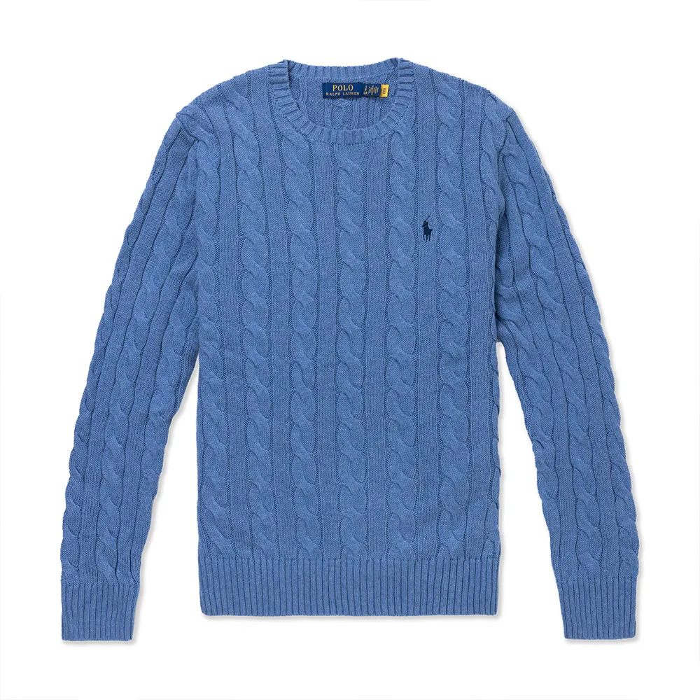 Polo Ralph Lauren RL 熱銷圓領刺繡小馬純棉麻花針織毛衣-燕麥色 歷史價格詳細信息