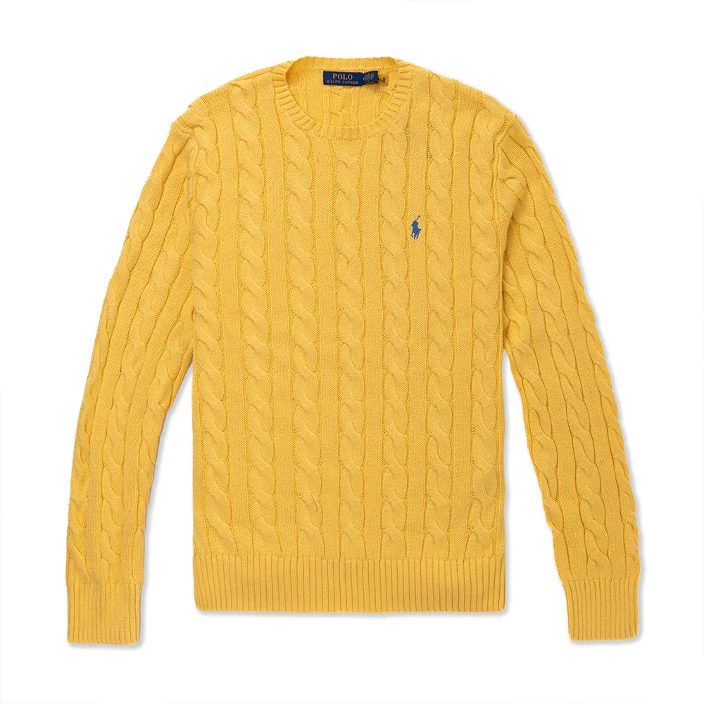 Polo Ralph Lauren RL 熱銷圓領刺繡小馬純棉麻花針織毛衣-燕麥色 歷史價格詳細信息